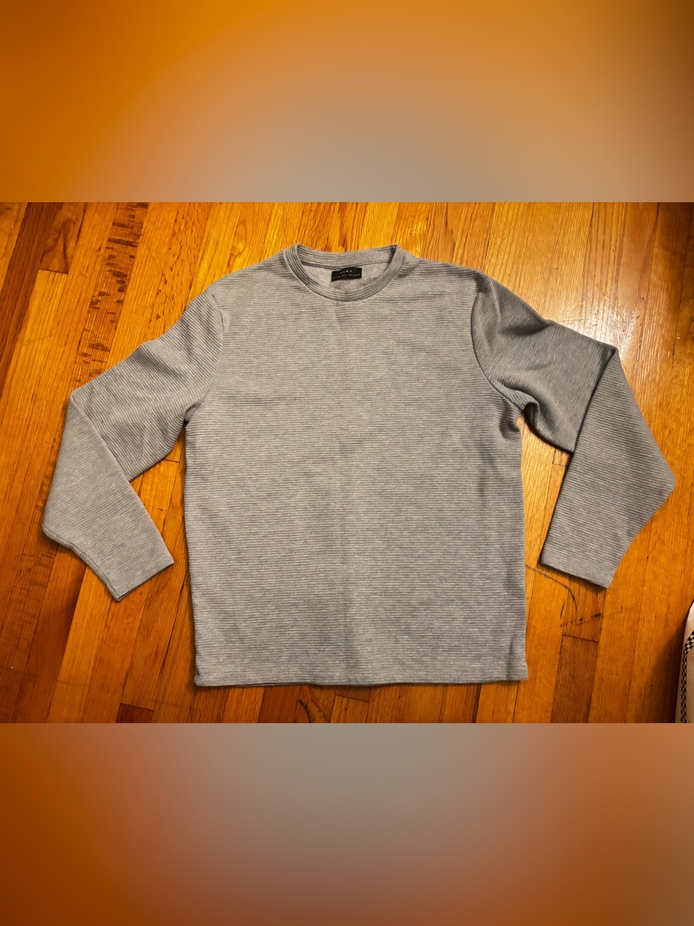 ZARA Solid Knit Crewneck Pullover Sweater Gray Long Sleeve Men's Regular/L
